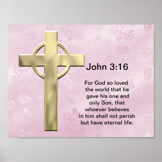 John 3:16 (rosa) poster (Framsidan)
