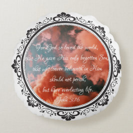 John 3:16 Rund dekorfärg Kudde