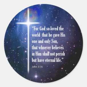 John 3:16 runt klistermärke