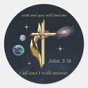 John 3:16 runt klistermärke