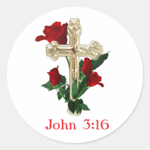 John 3:16 runt klistermärke