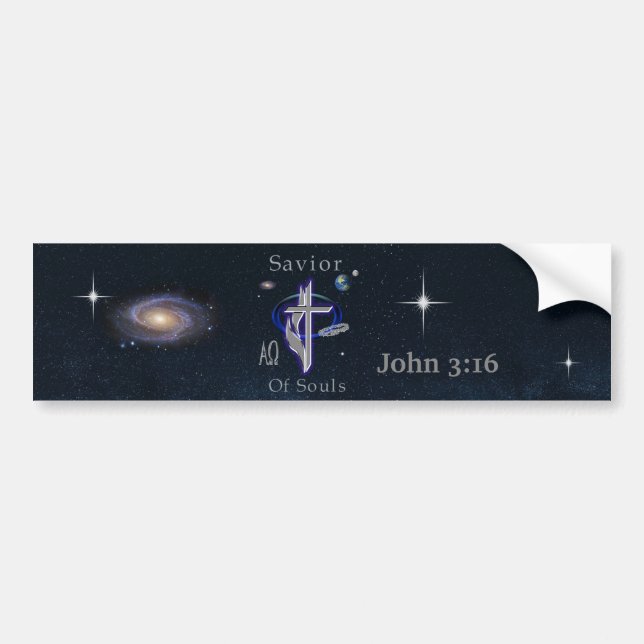 John 3:16 Savior Bumper Sticker Bildekal (Framsidan)