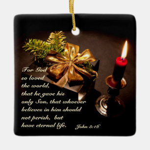 John 3:16 Scripture God så älskade världen Julgransprydnad Keramik