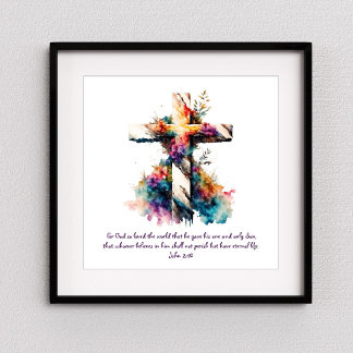 John 3:16 Scripture Kor Christian Bible Verse Poster