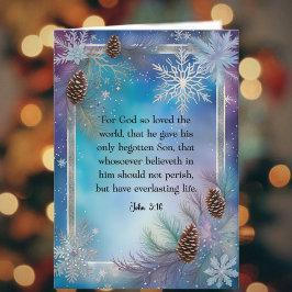 John 3:16 Scripture Watercolor Snowflake-jul Helgkort