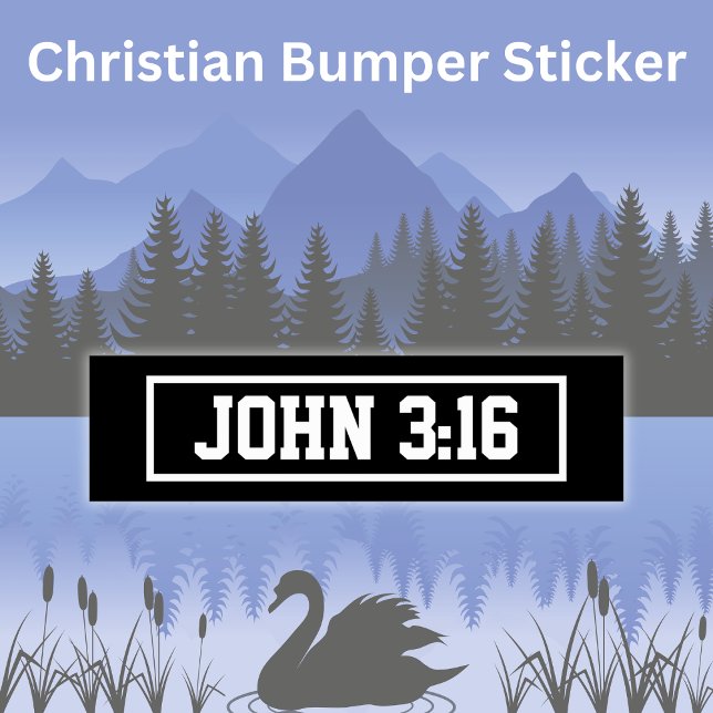 John 3:16 Simple Modern Black and White Christian Bildekal (John 3:16 Christian Bumper Sticker )
