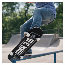 John 3:16 Simple Modern Black and White Christian Mini Skateboard Bräda 18,5 Cm