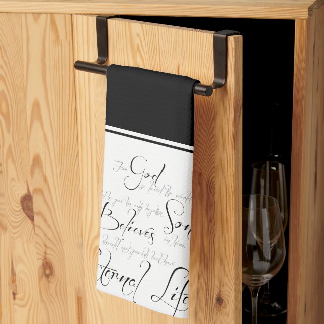 John 3:16 skript handduk kökshandduk (Thirds Fold)