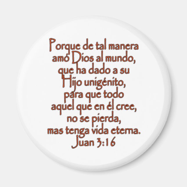 John 3:16 Spanska Magnet (Framsidan)