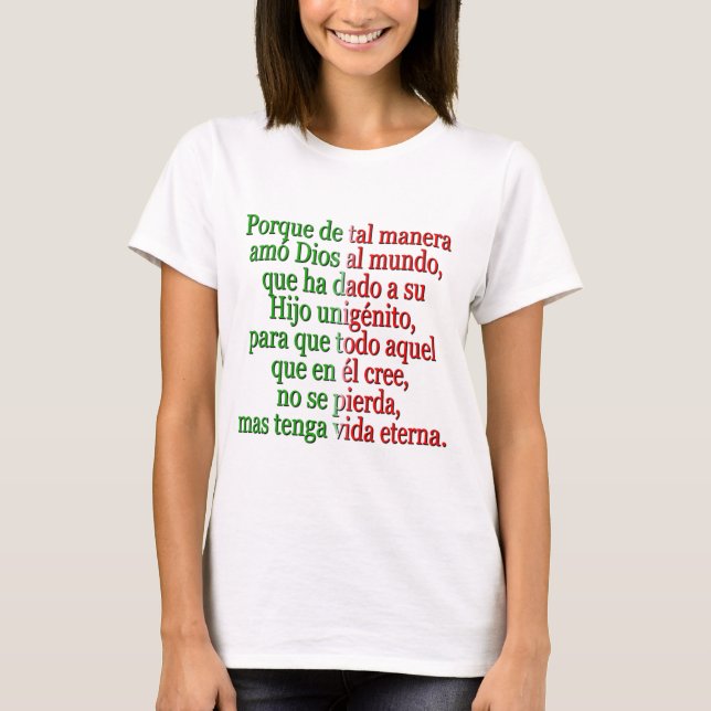 John 3:16 Spanska Tee Shirt (Framsida)