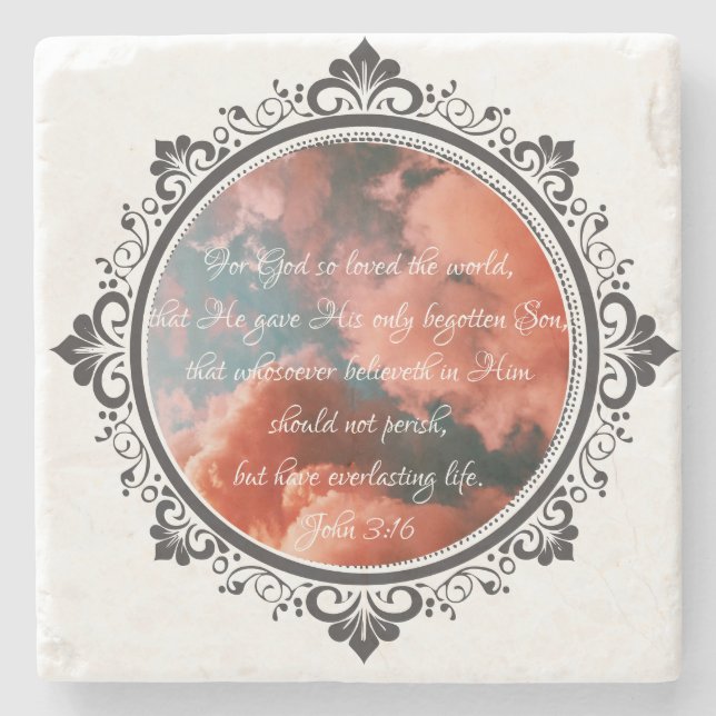 John 3:16 Stone Underlägg (Framsidan)