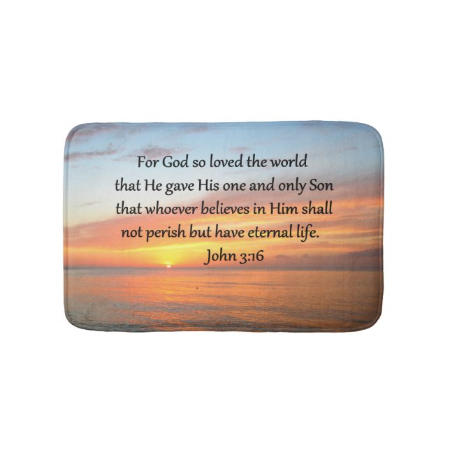 JOHN 3:16 SUNRISE ÖVER OCEAN PHOTO BADRUMSMATTA (Framsidan)