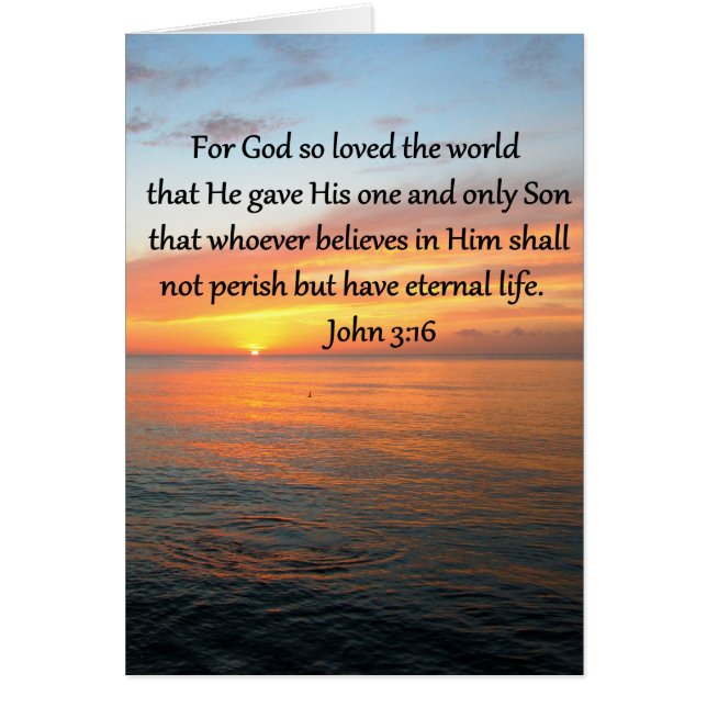JOHN 3:16 SUNRISE ÖVER OCEAN PHOTO HÄLSNINGSKORT (Framsidan)