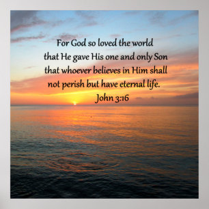 JOHN 3:16 SUNRISE ÖVER OCEAN PHOTO POSTER