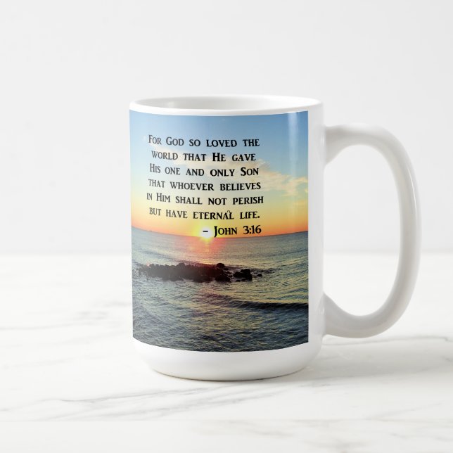 JOHN 3:16 SUNRISE PÅ OCEAN PHOTO KAFFEMUGG (Höger)