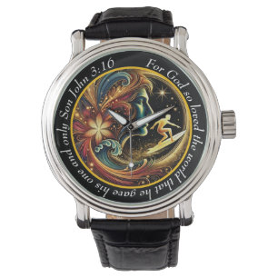 John 3:16 Surfare Urklocka Ocean Färd Tro Armbandsur