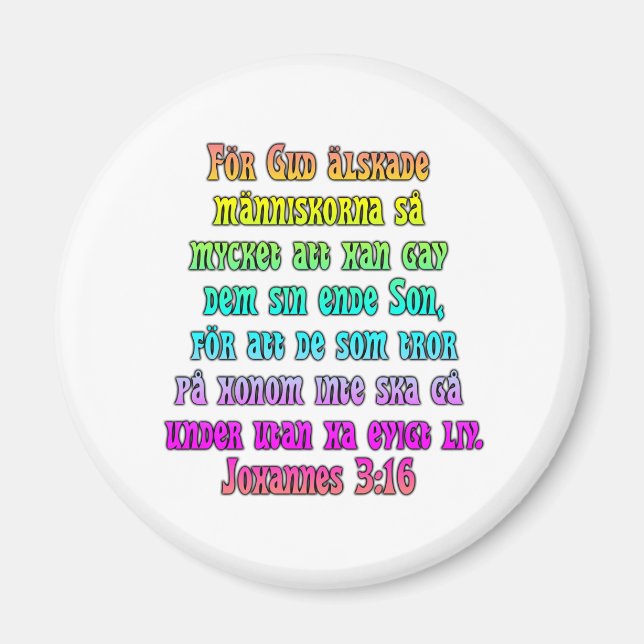 John 3:16 Svenska Magnet (Framsidan)