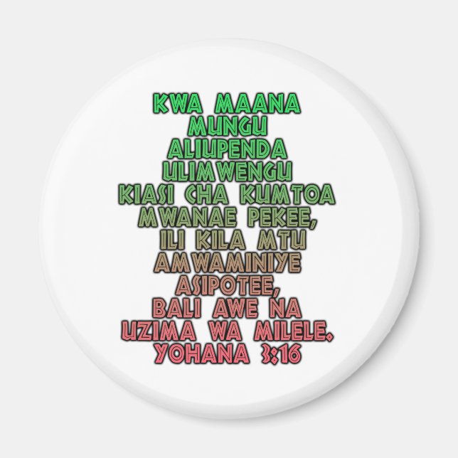 John 3:16 Swahili Magnet (Framsidan)