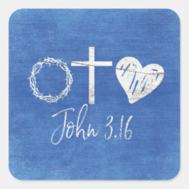 John 3.16 Symbols Christian Fyrkantigt Klistermärke