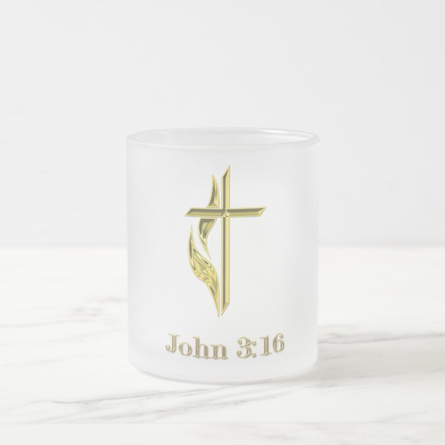 John 3:16 t-shirts och mer frostad glasmugg (Center)
