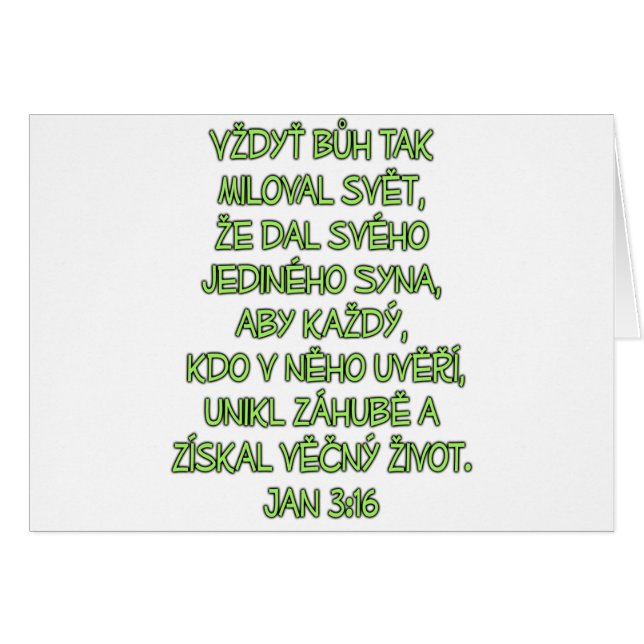 John 3:16 Tjeckiska Hälsningskort (Framsidan Horizontal)