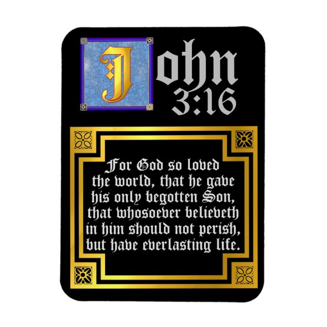 John 3:16 Upplyst bibelcitat från Brev Påsk Magnet (Vertikal)