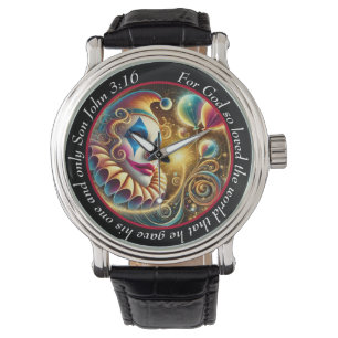 John 3:16 vers Klovntidvisare Glädjefull Tro Armbandsur