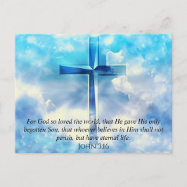John 3:16 Verse Blå himmel Christian Kor Gods Kärl Vykort