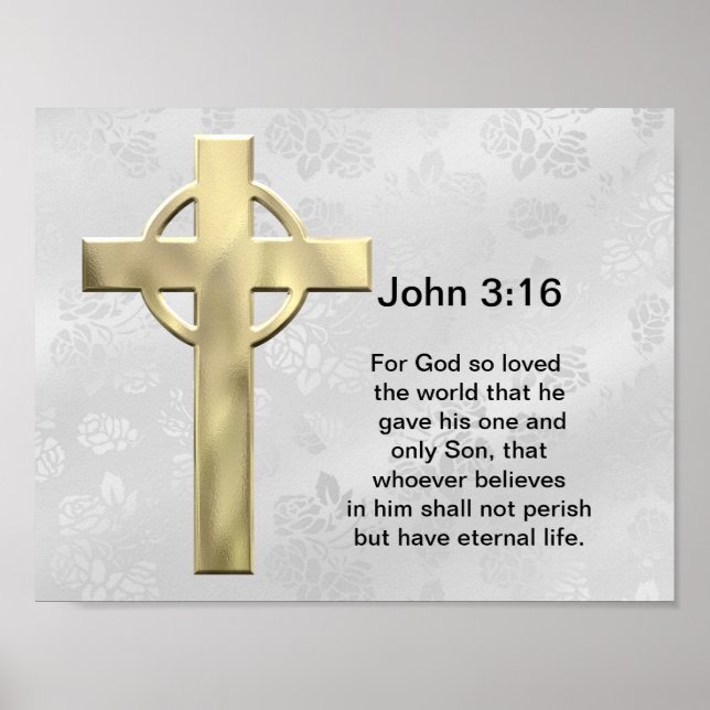 John 3:16 (vit) poster (Framsidan)
