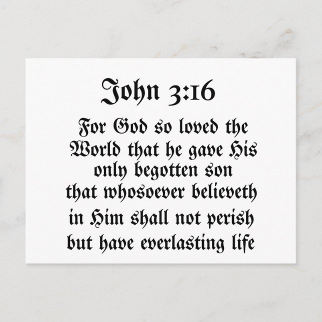 John 3:16 vykort (Framsida)