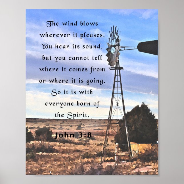 John 3:8, Bible verse Poster (Framsidan)