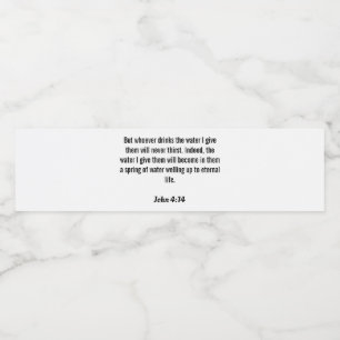 John 4:14 Vatten-etikett Vattenflaskor Etikett