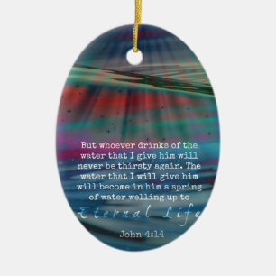 John 4:14vatten och himmel julgransprydnad keramik