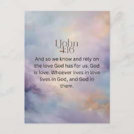 John 4:16 Bible Verse on Watercolor Design Vykort