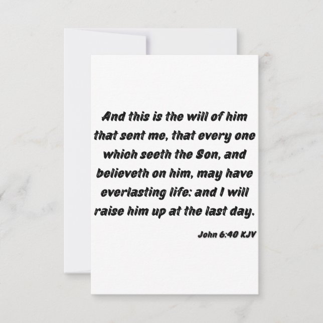 John 6:40 KJV Bible Verse Flat Greeting Card Kort (Framsida)