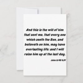 John 6:40 KJV Bible Verse Flat Greeting Card Kort