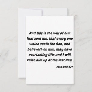 John 6:40 KJV Bible Verse Flat Greeting Card Kort