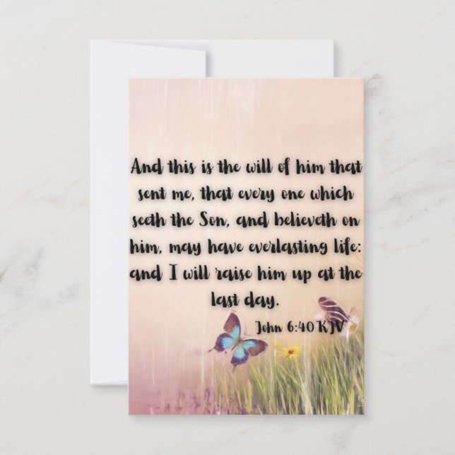 John 6:40 KJV Bible Verse Pic Flat Greeting Card Kort (Framsida)