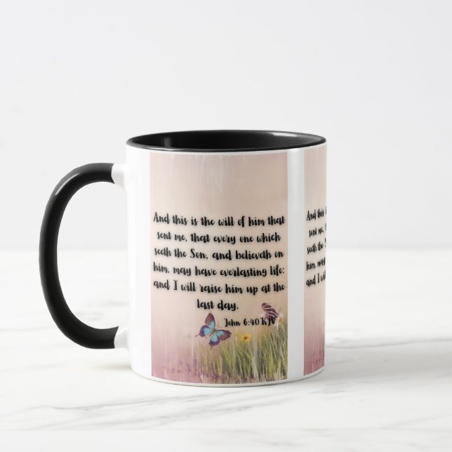 John 6:40 KJV Bible Verse Pic Two-Tone Mugg (Vänster)