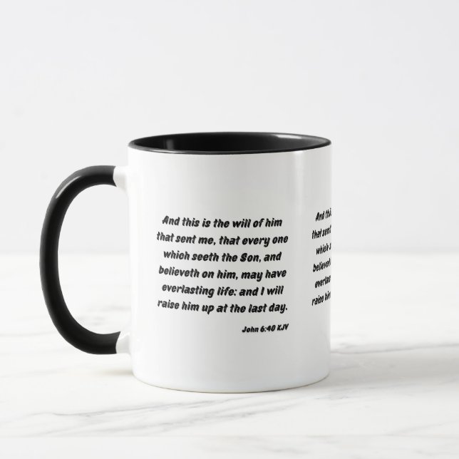 John 6:40 KJV Bible Verse Two-Tone Mugg (Vänster)