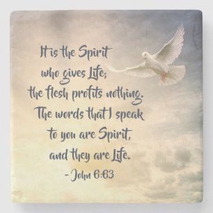 John 6:63 Det är andligheten som ge Life Bible Stenunderlägg