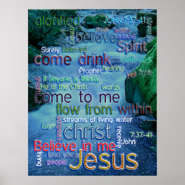 John 7:37-41 Rushing Stream Poster (Framsidan)