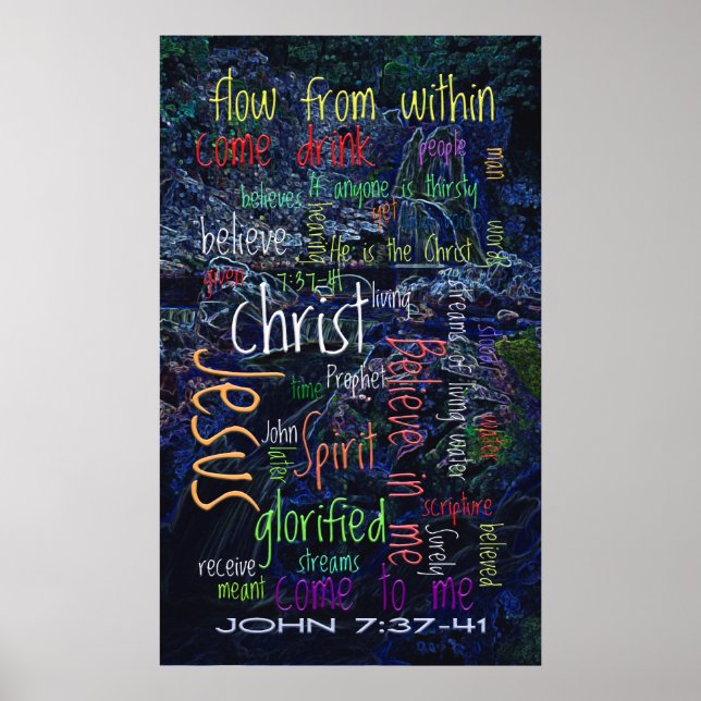 John 7:37-41 Vattenfall Poster (Framsidan)