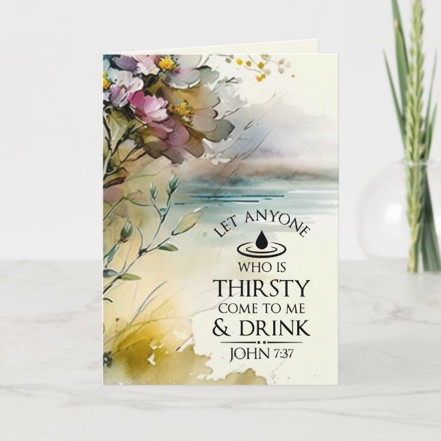 John 7:37 Alla som är törstig kom till mig Bible Kort (Framsida)