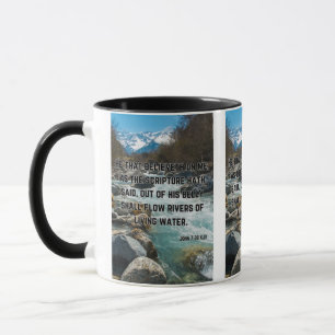 John 7:38 KJV Bible Scripture Pic Two-Tone Mugg
