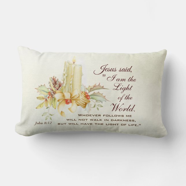 John 8:12 Jesus sa att jag är världens ljus Lumbarkudde (Framsida)