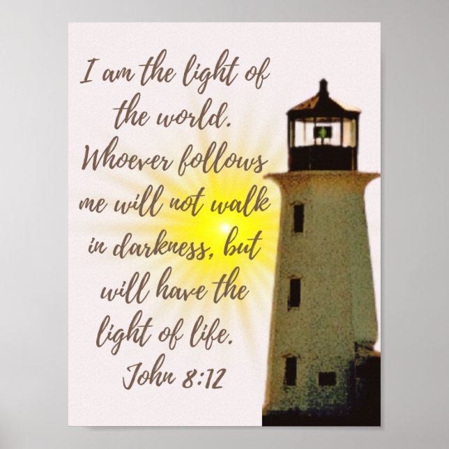 John 8:12 med fyr poster (Framsidan)