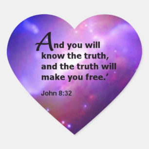 John 8:32 hjärtformat klistermärke