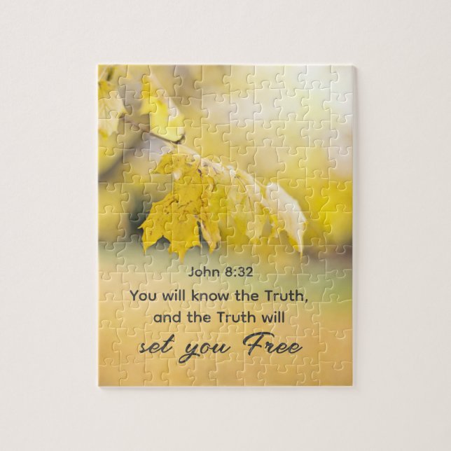 John 8:32 Sanningen anger FREE Bible Verse Pussel (Vertikal)
