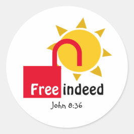 John 8:36 FREE INDEED Anpassade Christian RED Runt Klistermärke